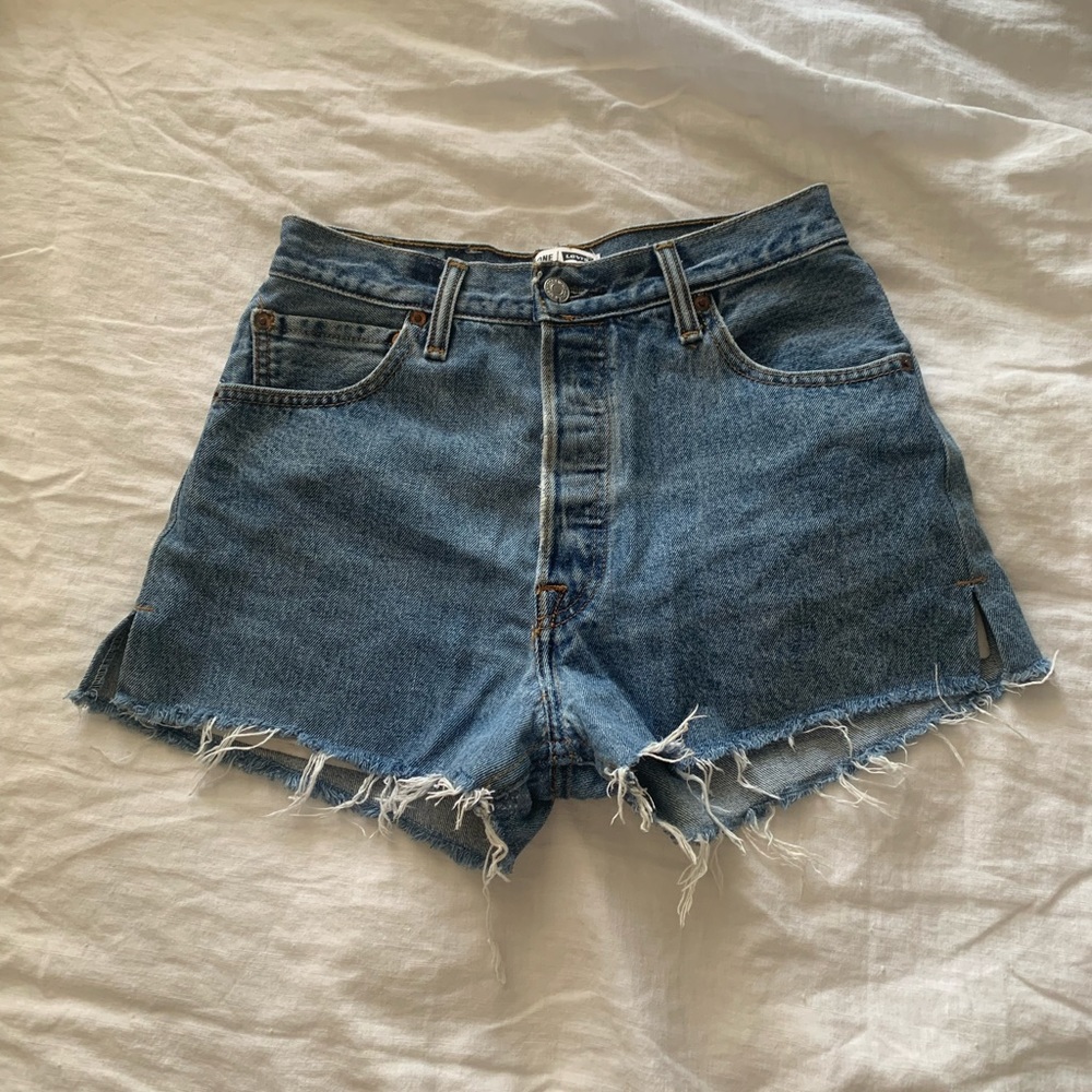 REDONE High Waisted Cut-Off Denim Shorts